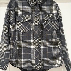 Plaid Fleece Button-Up Shirt Jacket